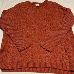 CAbi Rust Cable Knit Crewneck Sweater